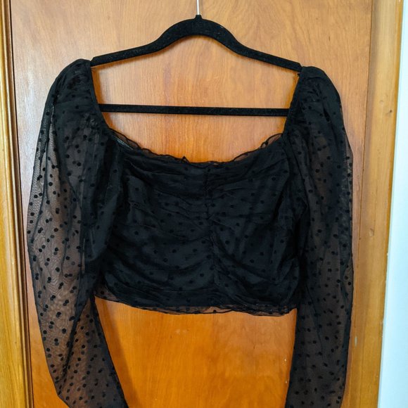 Puff Sleeves mesh crop top - Picture 6 of 7